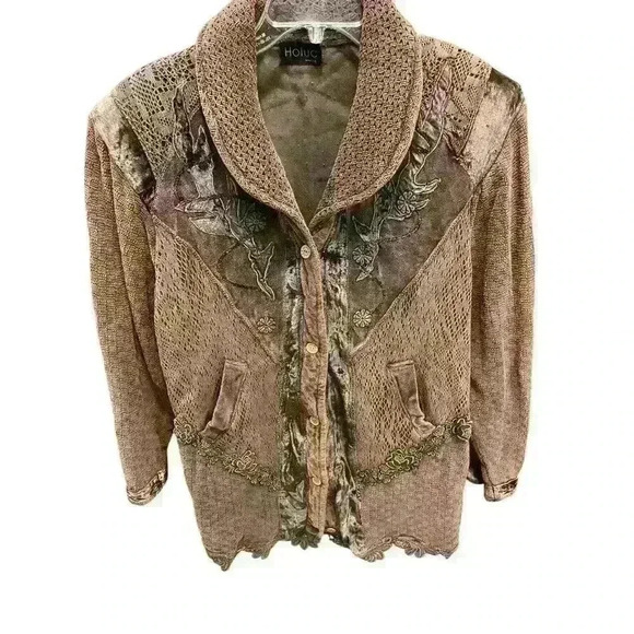 Vintage Holuc Venezia Women's Blazer Jacket 100% Cotton Floral Design Multicolor - Picture 2 of 8